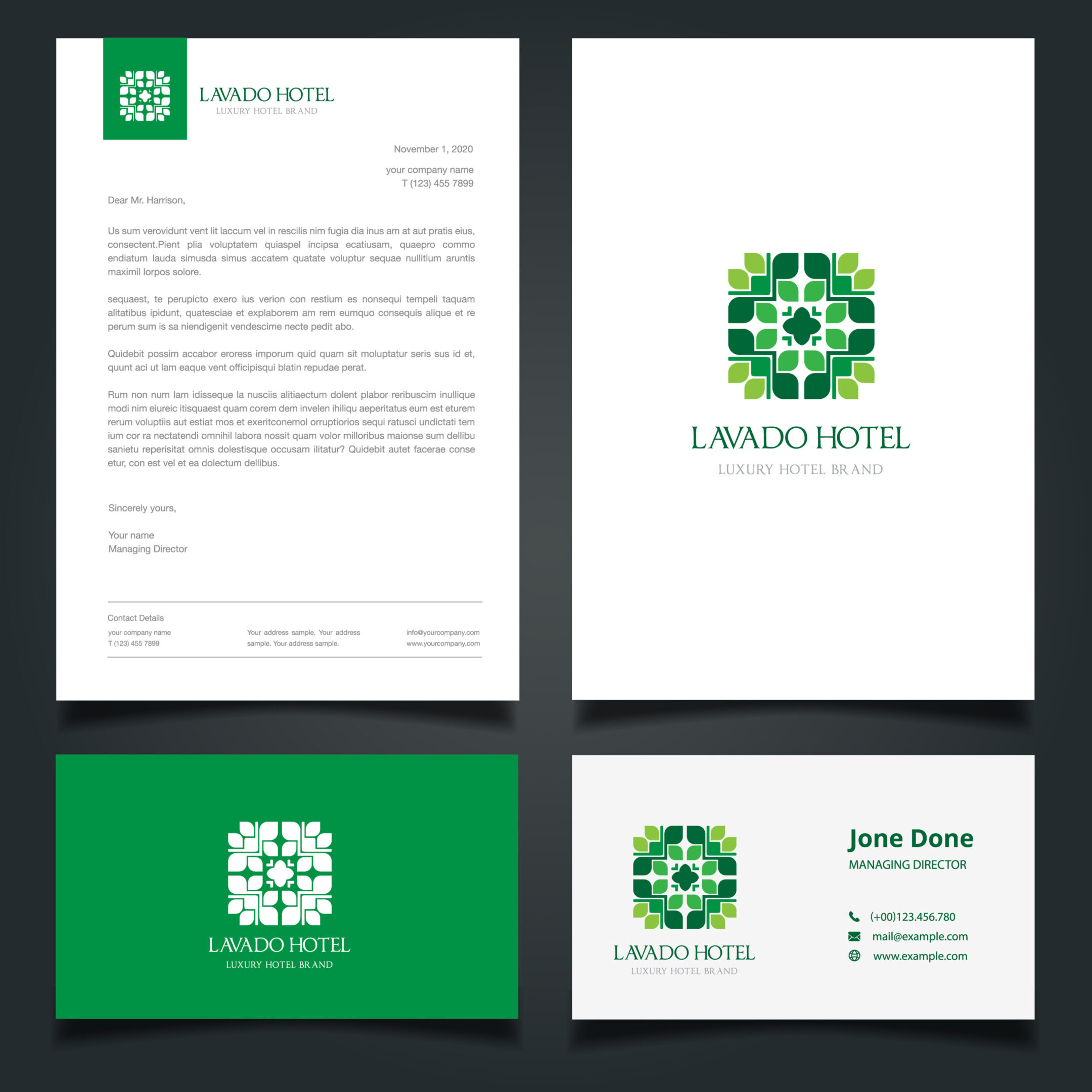 Hotel brand identity. Luxury Logo and Corporate Identity Template.