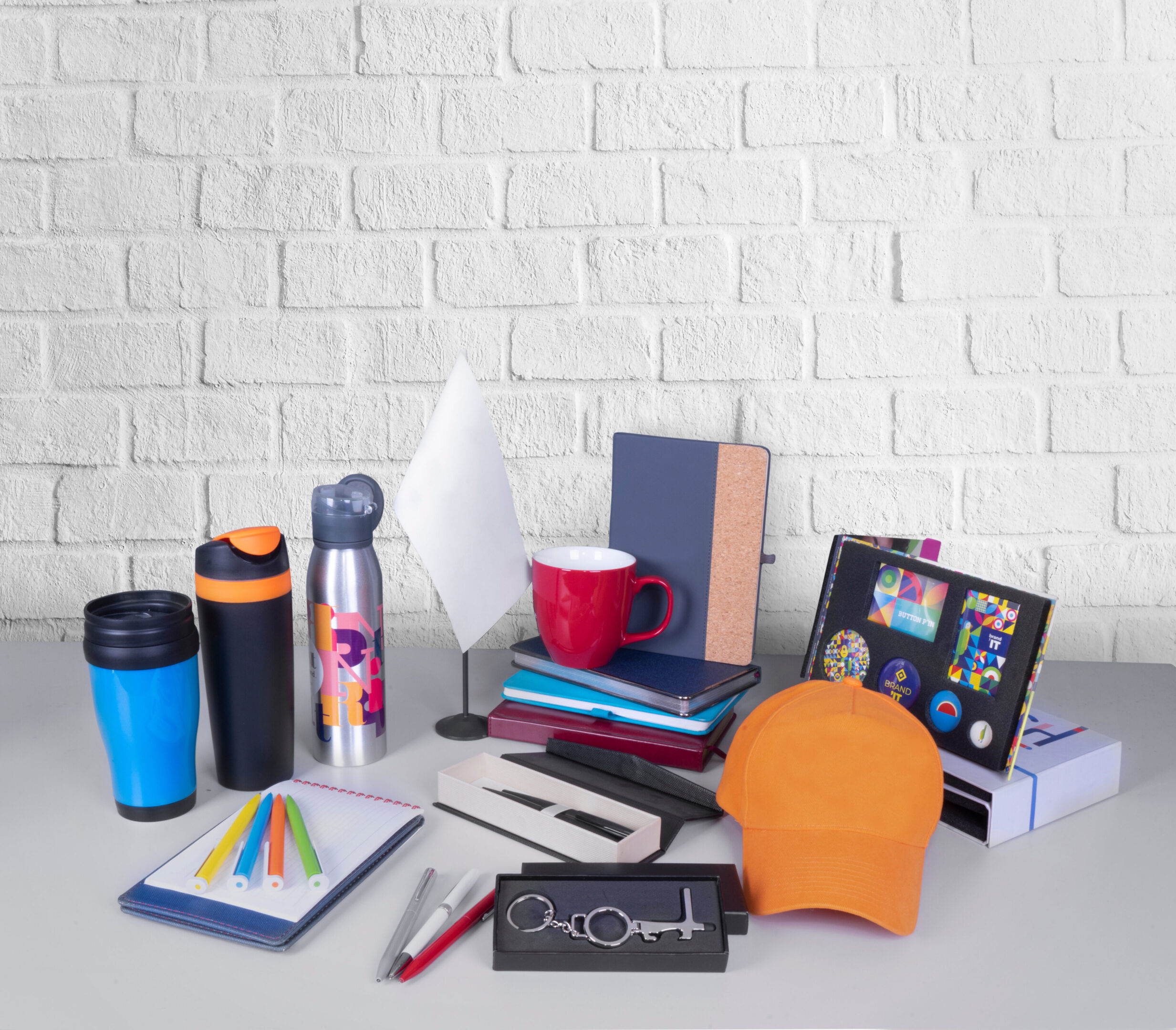 Composition of different promo products - Thermo mug, mug, gifts